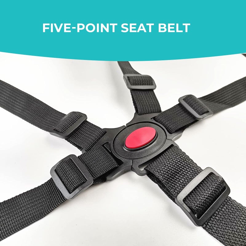 EWUHRY 5 Point Harness Seat Belt，Adjustable Baby Seat Belt Full Protection Security Harness Seatbelt for High Chair and Pushchair Black - Image 2